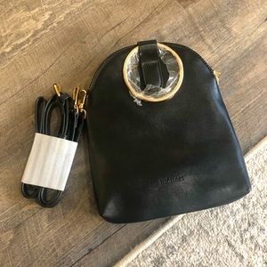 NWT black purse with gold rings
